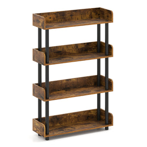 4-Tier Bookshelf Open Bookcase with Anti-Tipping Kit Industrial Storage Unit-Rustic Brown