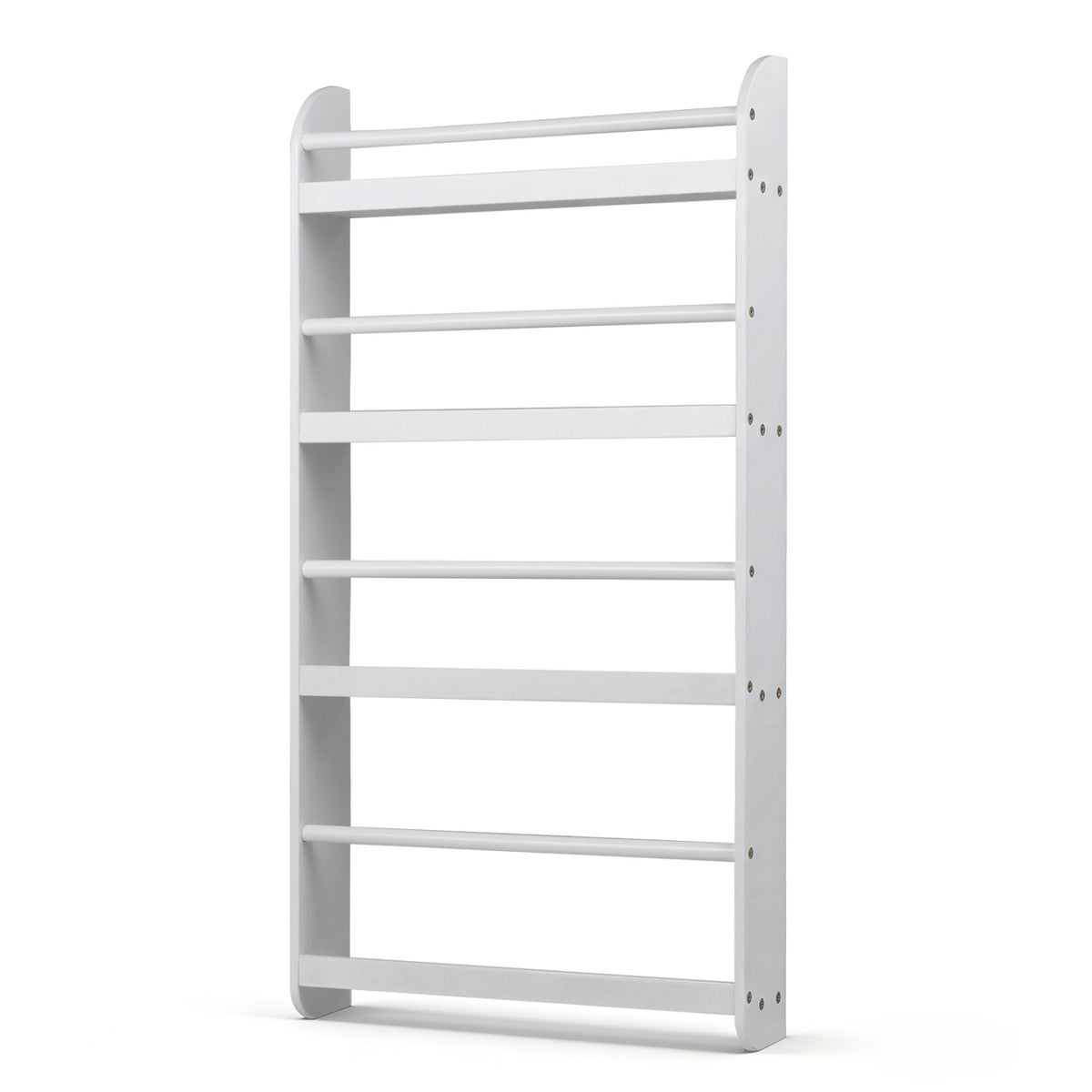4-Tier Bookshelf Organizer for Toys and Books with Basswood Crossbar-White
