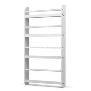 4-Tier Bookshelf Organizer for Toys and Books with Basswood Crossbar-White