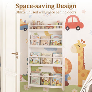 4-Tier Bookshelf Organizer for Toys and Books with Basswood Crossbar-White