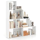 4-Tier Bookshelf Stair Bookcase with 6 Cubes Display Rack-White