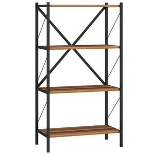 4-Tier Bookshelf with Heavy-Duty Metal Frame-Walnut