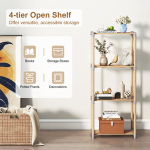 4-Tier Bookshelf with Open Shelves for Home Office and Bathroom-4-Tier