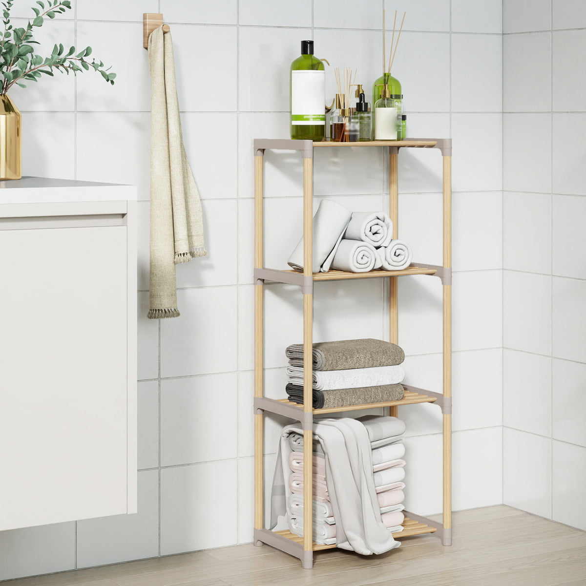 4-Tier Bookshelf with Open Shelves for Home Office and Bathroom-4-Tier