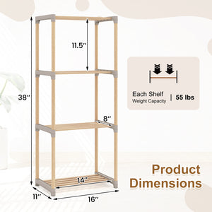 4-Tier Bookshelf with Open Shelves for Home Office and Bathroom-4-Tier