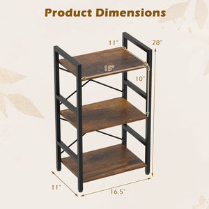 4-Tier Bookshelf with Metal Frame and Wooden Storage Racks for Study-Rustic Brown