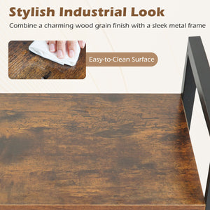 4-Tier Bookshelf with Metal Frame and Wooden Storage Racks for Study-Rustic Brown