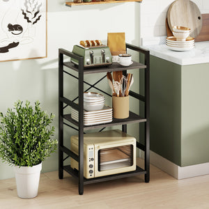 4-Tier Bookshelf with Metal Frame and Wooden Storage Racks for Study-Oak