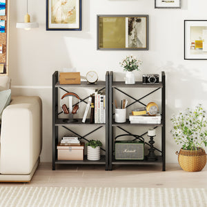 4-Tier Bookshelf with Metal Frame and Wooden Storage Racks for Study-Oak