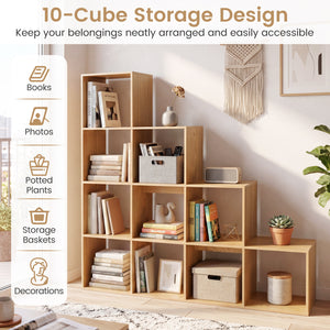 4-Tier Bookshelf with 2 Anti-Tipping Kits for Home Office-Natrual