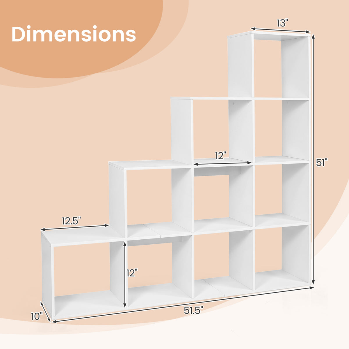 4-Tier Bookshelf with 2 Anti-Tipping Kits for Home Office-White