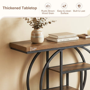 4-Tier Console Table 41 Inches Entryway Table with Storage Shelves-Brown