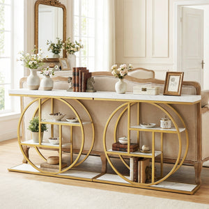 4-Tier Console Table 41 Inches Entryway Table with Storage Shelves-White