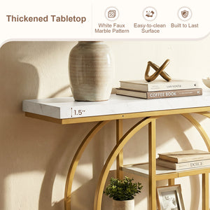 4-Tier Console Table 41 Inches Entryway Table with Storage Shelves-White