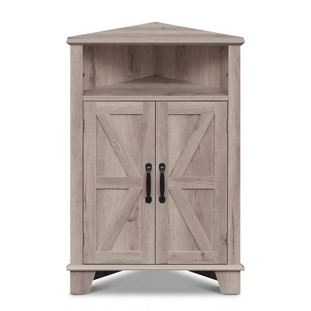 4-Tier Corner Storage Cabinet with Open Shelf-Gray
