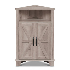 4-Tier Corner Storage Cabinet with Open Shelf-Gray