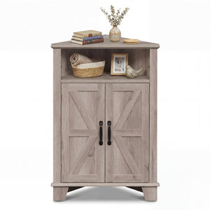 4-Tier Corner Storage Cabinet with Open Shelf-Gray