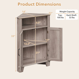 4-Tier Corner Storage Cabinet with Open Shelf-Gray