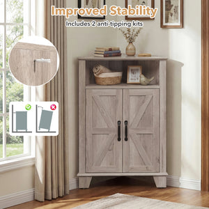 4-Tier Corner Storage Cabinet with Open Shelf-Gray