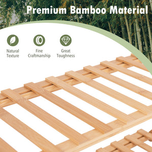 4-Tier Foldable Bamboo Shoe Rack with Slatted Shelves-Natural