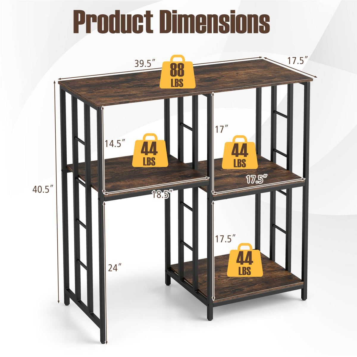 4-Tier Heavy-Duty Kitchen Baker's Rack-Brown