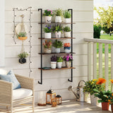 4-Tier Industrial Ladder Bookshelf with Metal Frame-Coffee