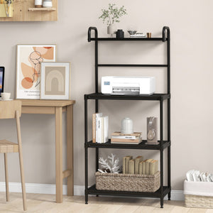 4-Tier Kitchen Microwave Storage Rack with Metal Shelves-Black