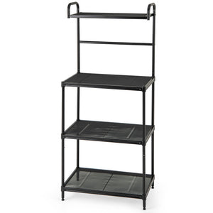 4-Tier Kitchen Microwave Storage Rack with Metal Shelves-Black