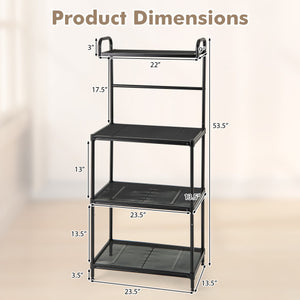 4-Tier Kitchen Microwave Storage Rack with Metal Shelves-Black