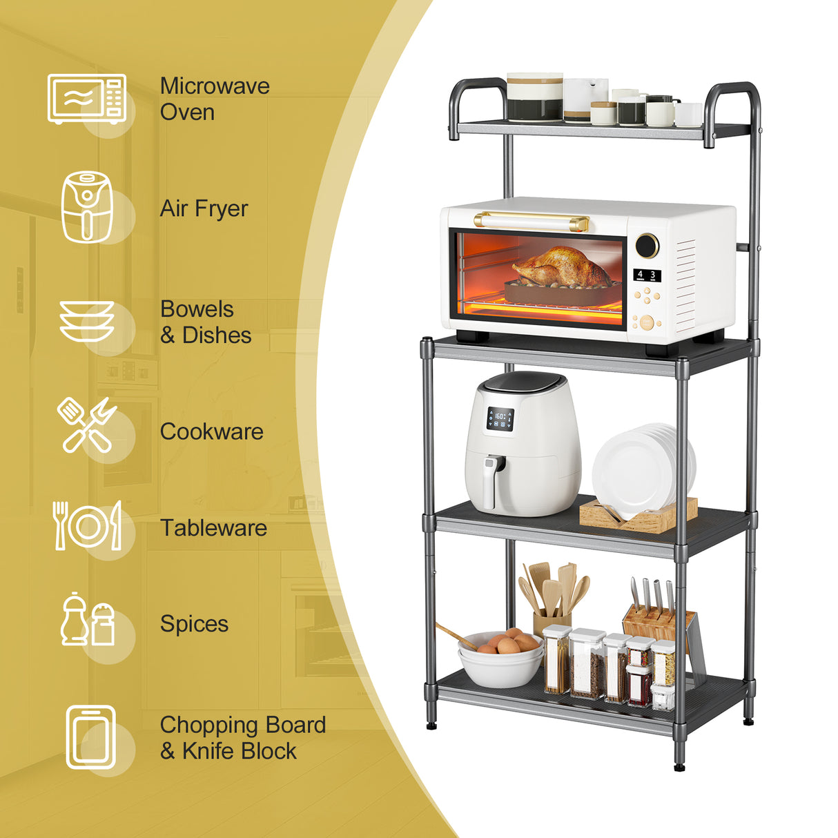 4-Tier Baker ™s Rack Stand Shelves Kitchen Storage Rack Organizer