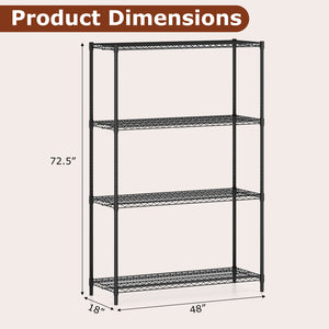 4-Tier Metal Storage Shelving Unit with V-Shaped Wire Rack-Black