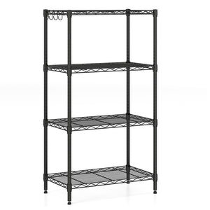 4-Tier Metal Storage Shelving Unit with V-Shaped Wire Rack and 600 LBS Capacity-Black