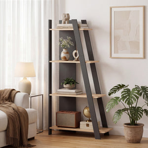 4-Tier Modern Bookshelf Wooden Vertical Display Book Shelf for Small Space-Oak