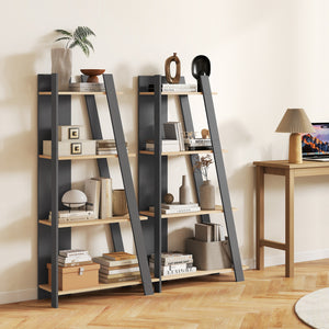 4-Tier Modern Bookshelf Wooden Vertical Display Book Shelf for Small Space-Oak