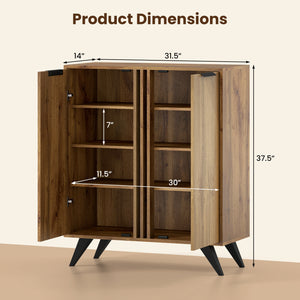 4-Tier Modern Freestanding Hidden Shoe Cabinet with 2 Doors-Natural