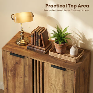 4-Tier Modern Freestanding Hidden Shoe Cabinet with 2 Doors-Natural