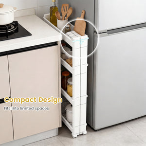 4-Tier Multifunctional Slim Storage Trolley with Detachable Trays-White