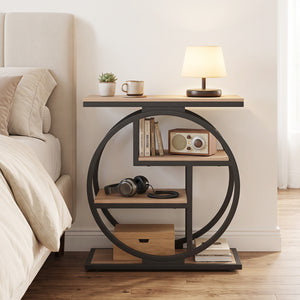 4-Tier Narrow End Table for Living Room with Storage Shelves-Gray
