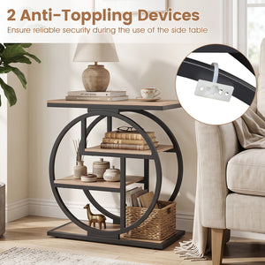 4-Tier Narrow End Table for Living Room with Storage Shelves-Gray