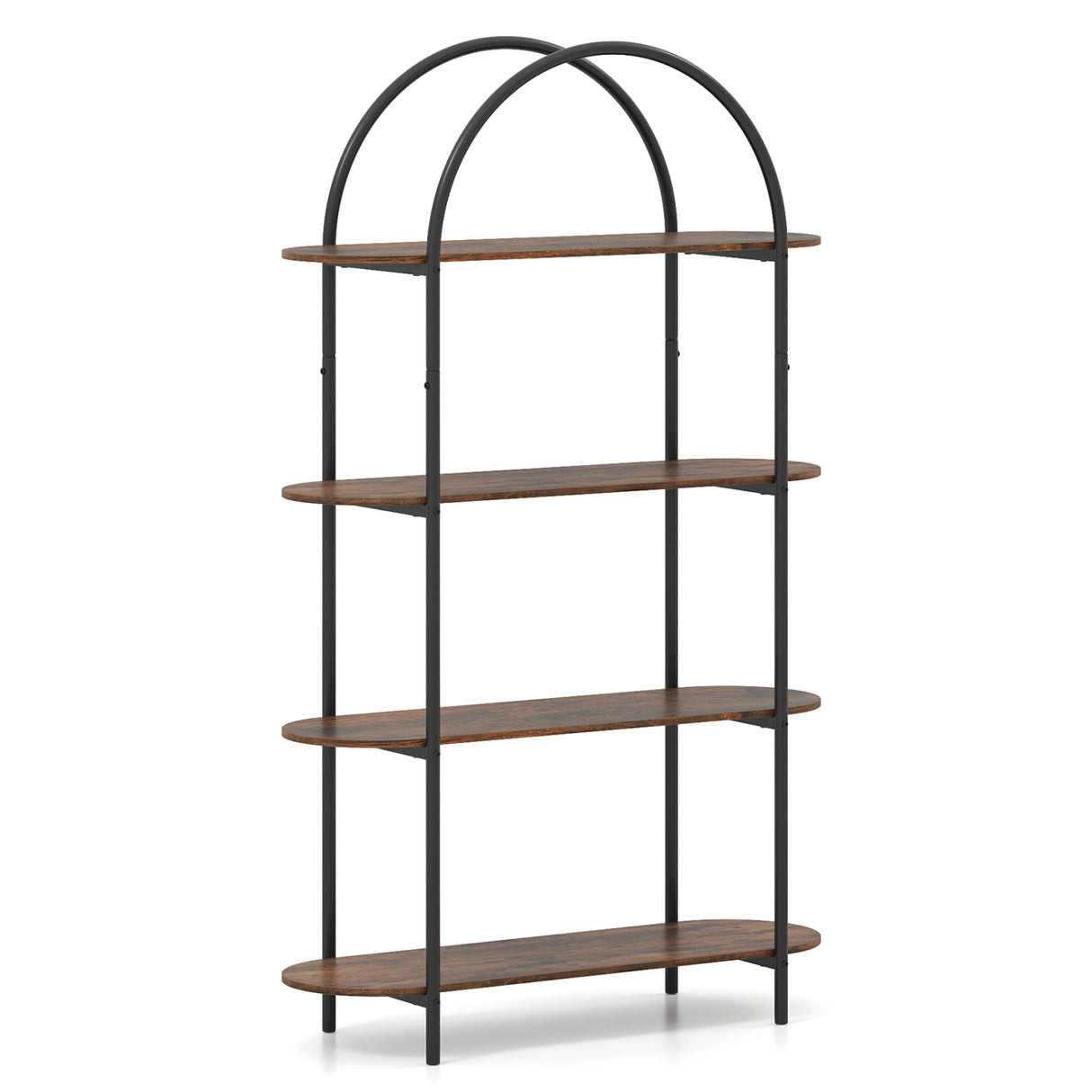 4-Tier Open Bookcase with Sturdy Metal Frame for Living Room-Rustic Brown