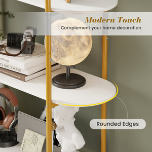 4-Tier Open Bookcase with Sturdy Metal Frame for Living Room-White & Golden