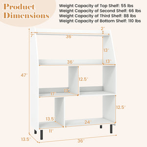 4-Tier Open Modern Bookcase with 2 Anti-Tipping Kits-White