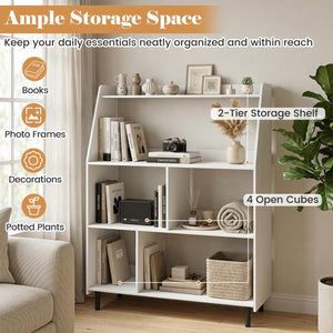 4-Tier Open Modern Bookcase with 2 Anti-Tipping Kits-White