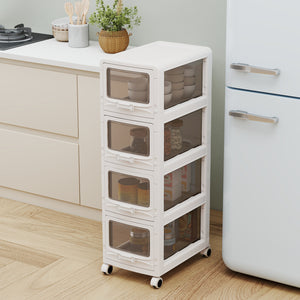 4-Tier Plastic Drawer Storage Organizer Rolling Cart with 3/4/5 Drawers and Lockable Wheels