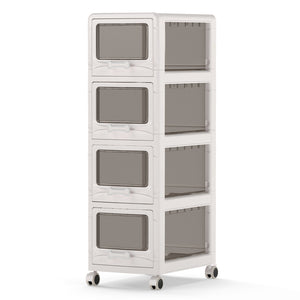 4-Tier Plastic Drawer Storage Organizer Rolling Cart with 3/4/5 Drawers and Lockable Wheels