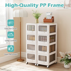 4-Tier Plastic Drawer Storage Organizer Rolling Cart with 3/4/5 Drawers and Lockable Wheels