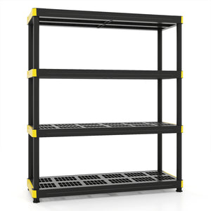 4-Tier Plastic Storage Shelf Heavy-Duty Utility Rack Freestanding Storage Rack-Black