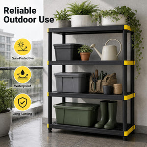 4-Tier Plastic Storage Shelf Heavy-Duty Utility Rack Freestanding Storage Rack-Black