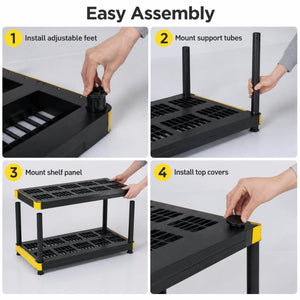 4-Tier Plastic Storage Shelf Heavy-Duty Utility Rack Freestanding Storage Rack-Black