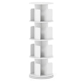 4-Tier Rotating Bookshelf 360° Display Rack with Dividers and Anti-falling Baffles-White